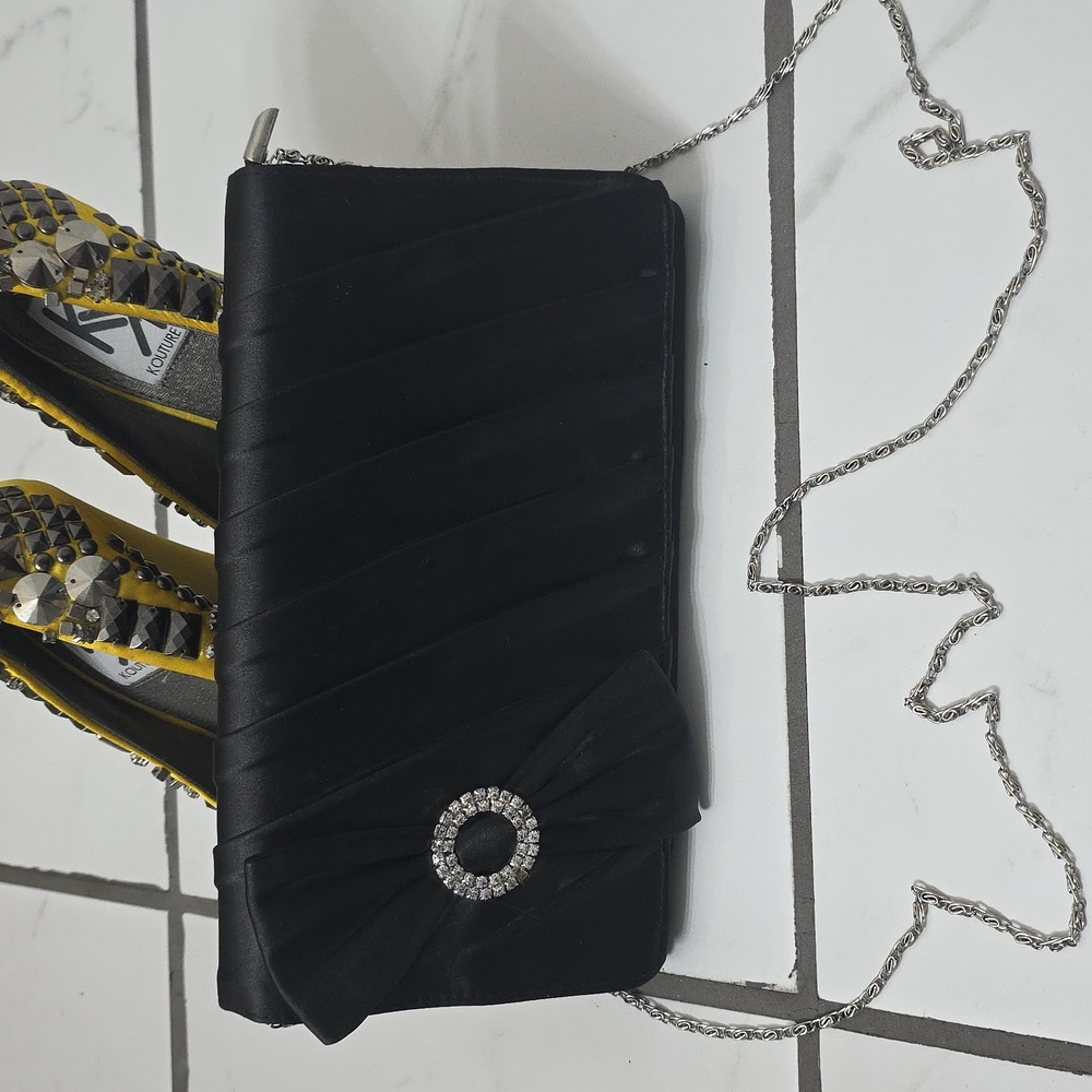 Elegant Black Clutch with Rhinestone Detail
